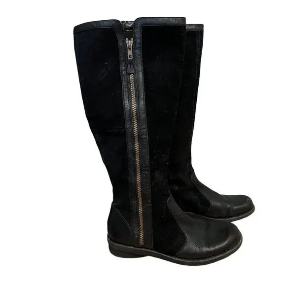 Clarks Black Nikki Park Suede Leather Side Zip Tall Equestrian‎ Boots Size 8.5 - Picture 4 of 10
